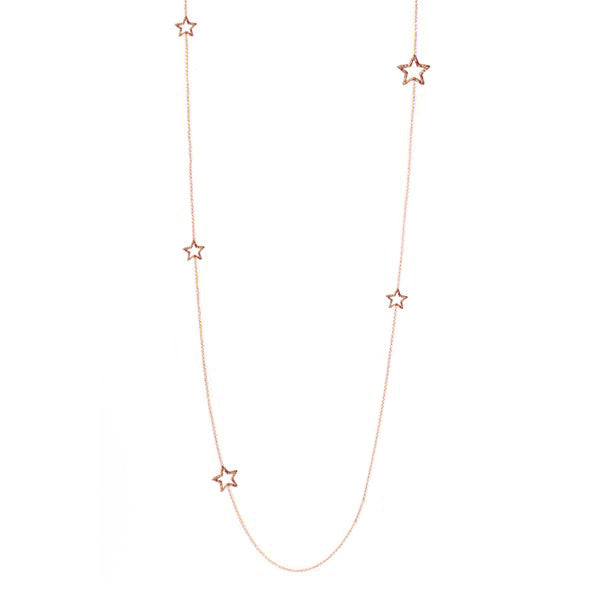 Estella Long Star Necklace - Rose Gold