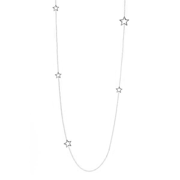 Estella Long Star Necklace - Silver