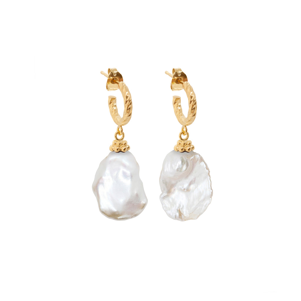 Moon Nuggets Freshwater Pearl Earrings - Gold