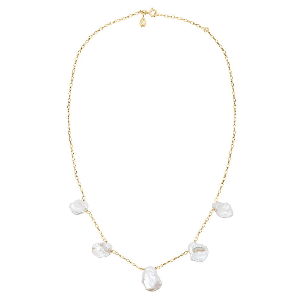Moon Nuggets Fresh Water Pearl Necklace - Gold