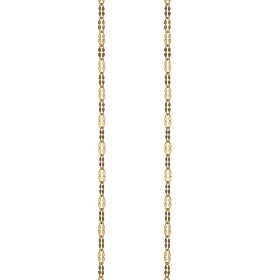 Petal Chain in gold, fashioned from simple oval links which have been hammered to make a beautiful feminine shape.