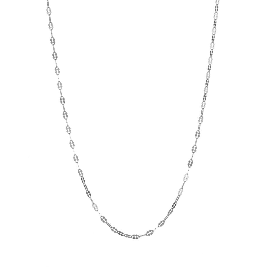Petal Chain in silver, fashioned from simple oval links which have been hammered to make a beautiful feminine shape.