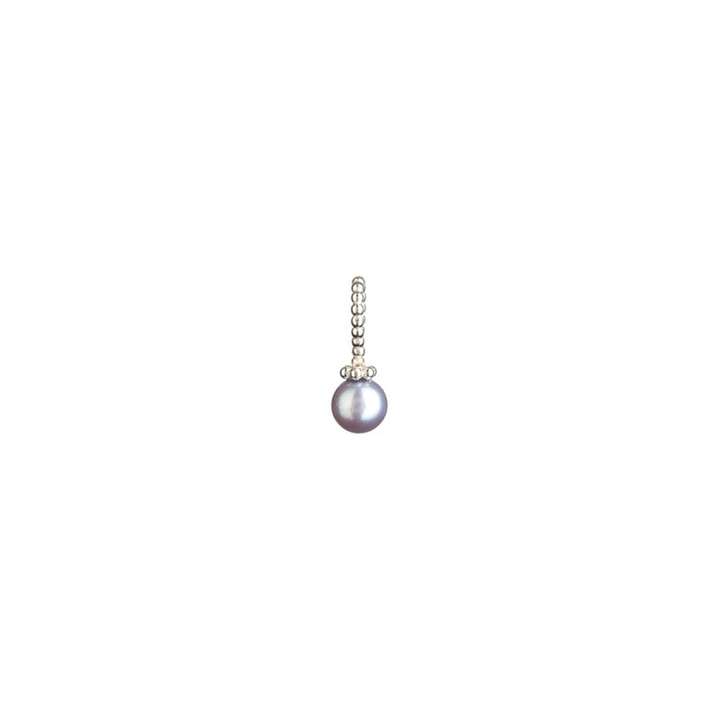 Pirate's Black pearl charm in silver, made from a medium size black pearl and beaded bail.