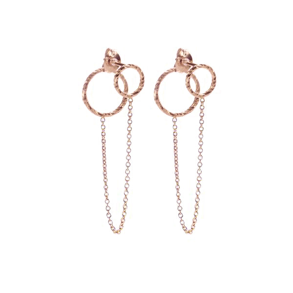 Protective Circle Front and Back Earrings - Rose Gold