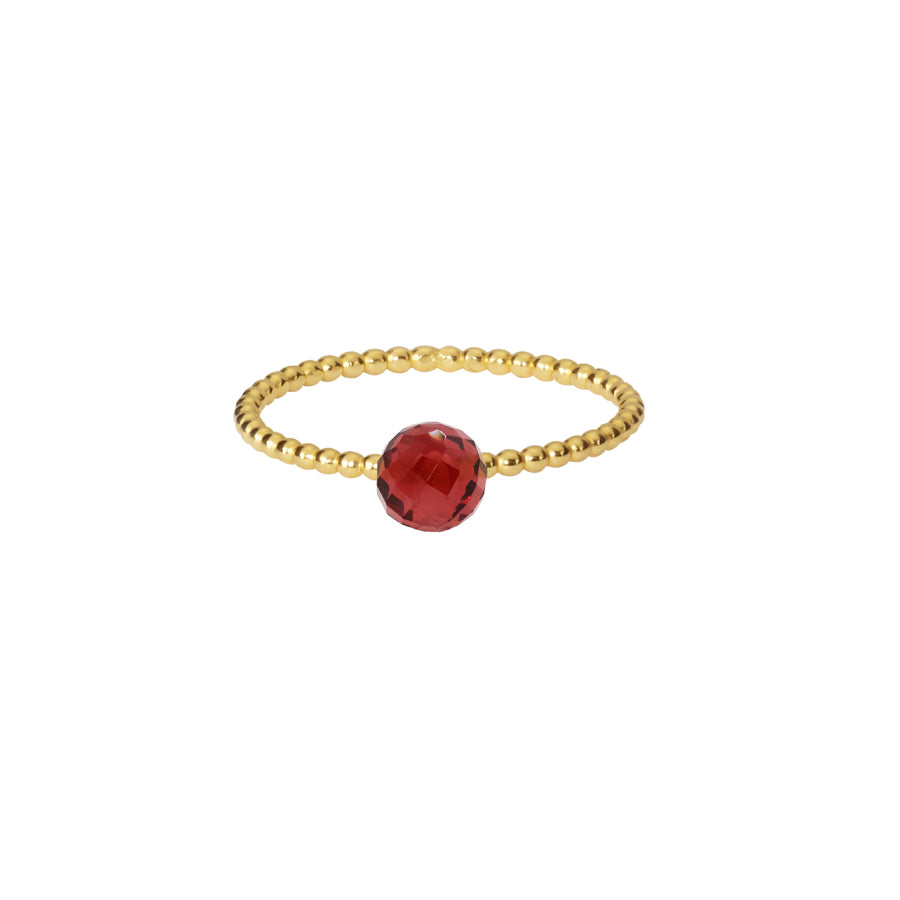 Red Garnet Stacking Ring - Gold