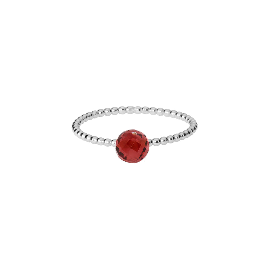 Red Garnet Stacking Ring - Silver