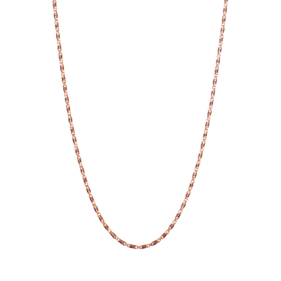 Regal Twist Chain in rose gold, made from twisted square links that give it a slinky feeling.