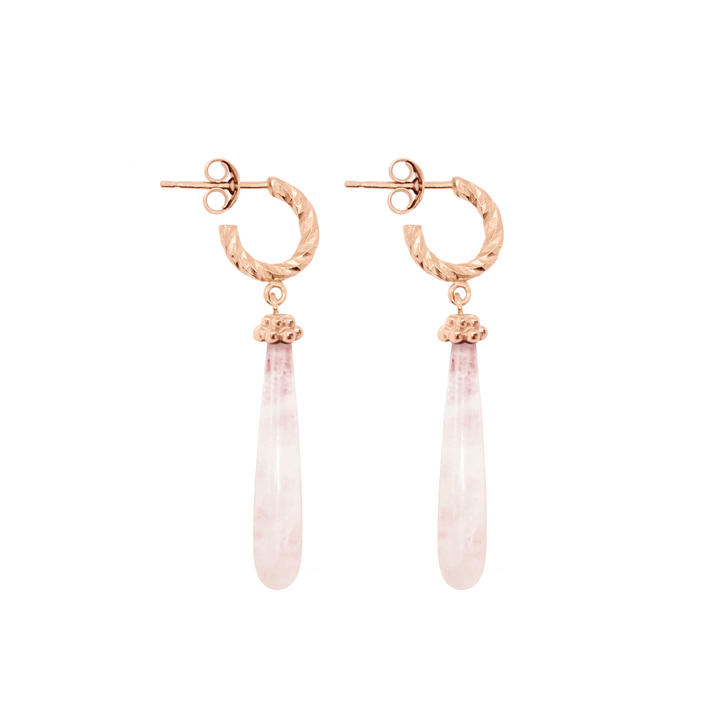 Drops of Love Rose Quartz Earrings - Rose Gold