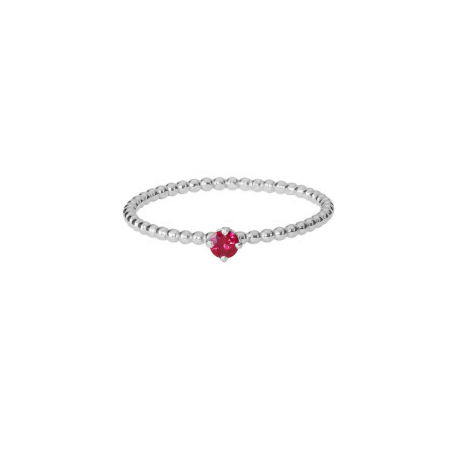 Rose Red Ruby Ring - Silver