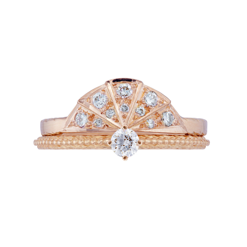 Diamond Sunbeam Ring and Tender Love Engagement Ring