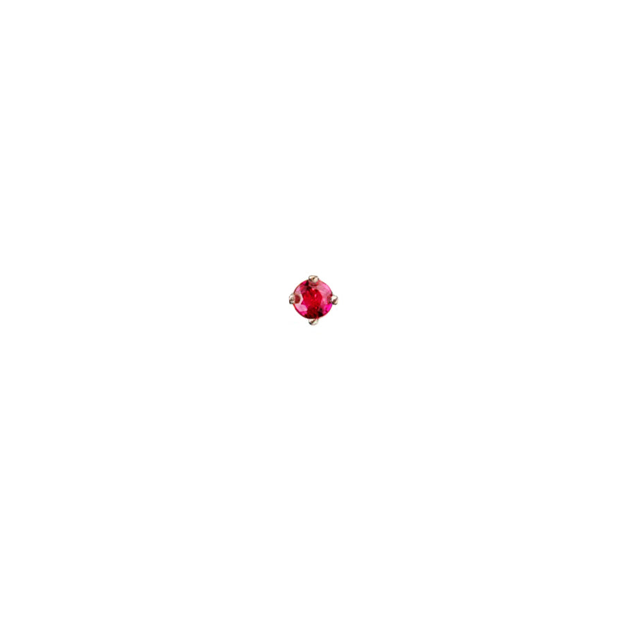 Rose Red Ruby Micro Stud Earring - 9ct gold