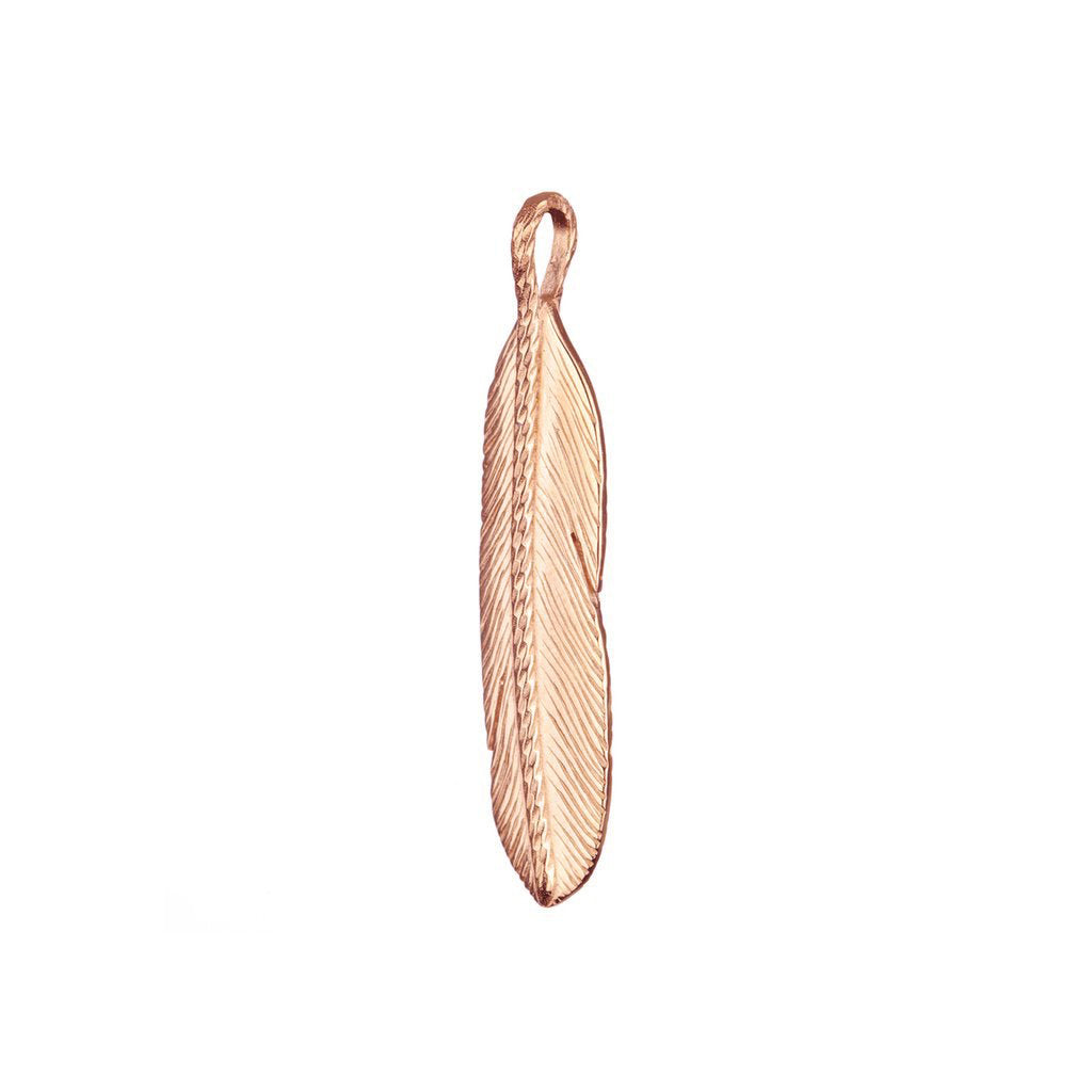 Sacred Large Feather Charm - Rose Gold