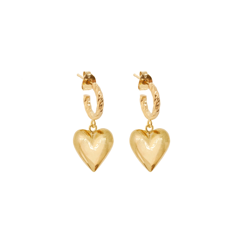 Full Of Love Heart Earrings - Gold
