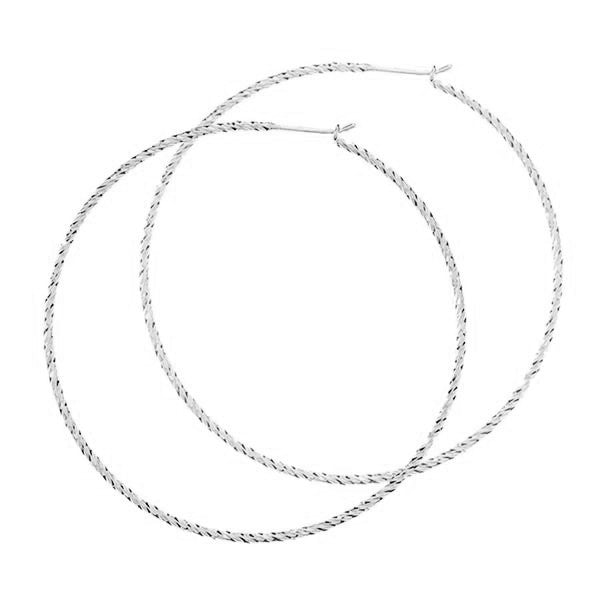Sparkling Large Hoop Earrings - Silver