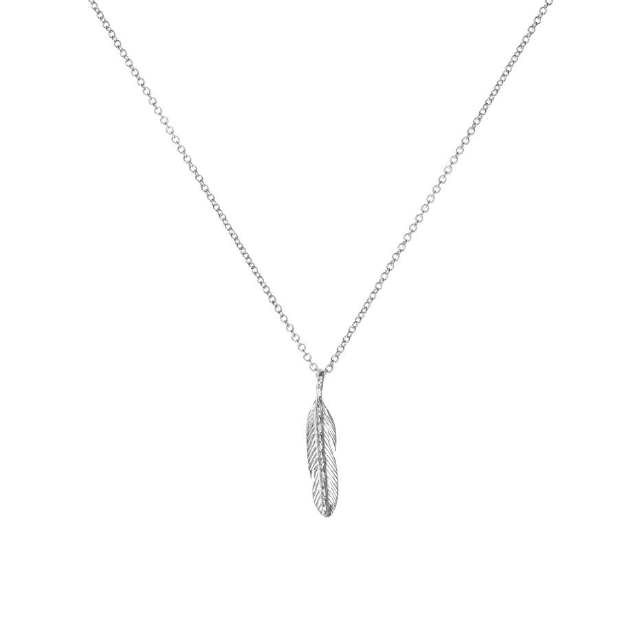Take Flight Feather necklace in silver.