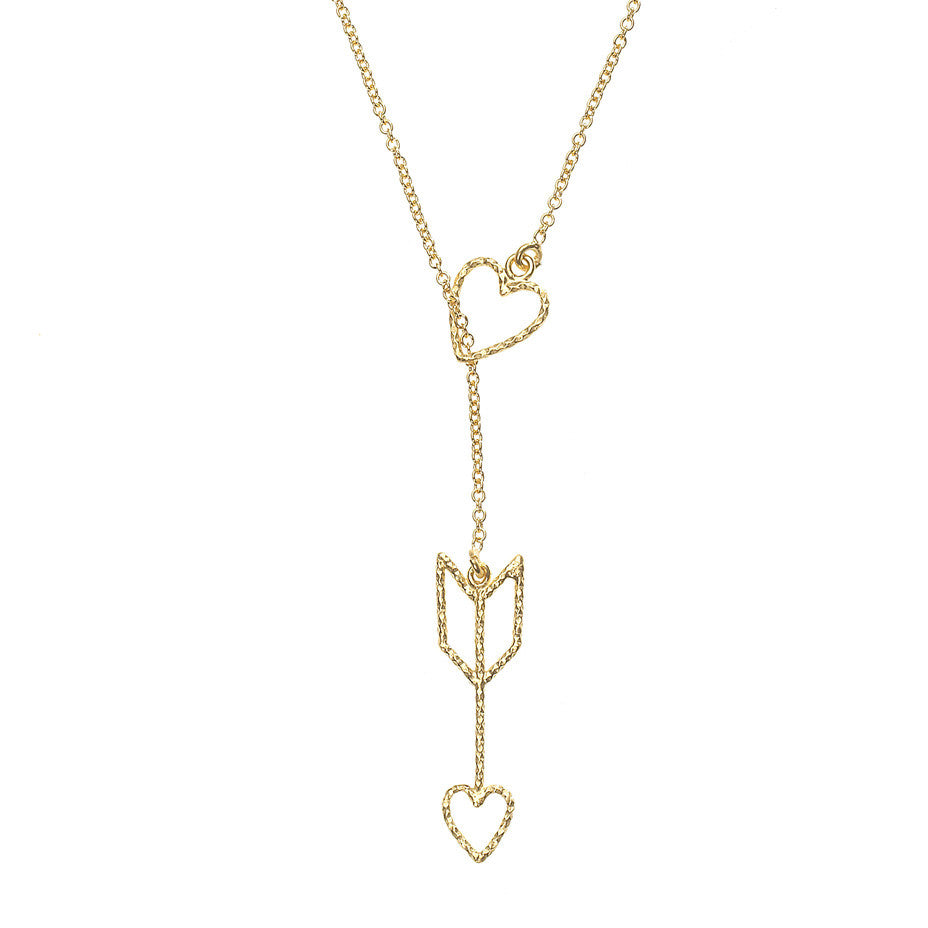 Arrow Of Love necklace, featuring a delicate and sparkling heart and arrow design.