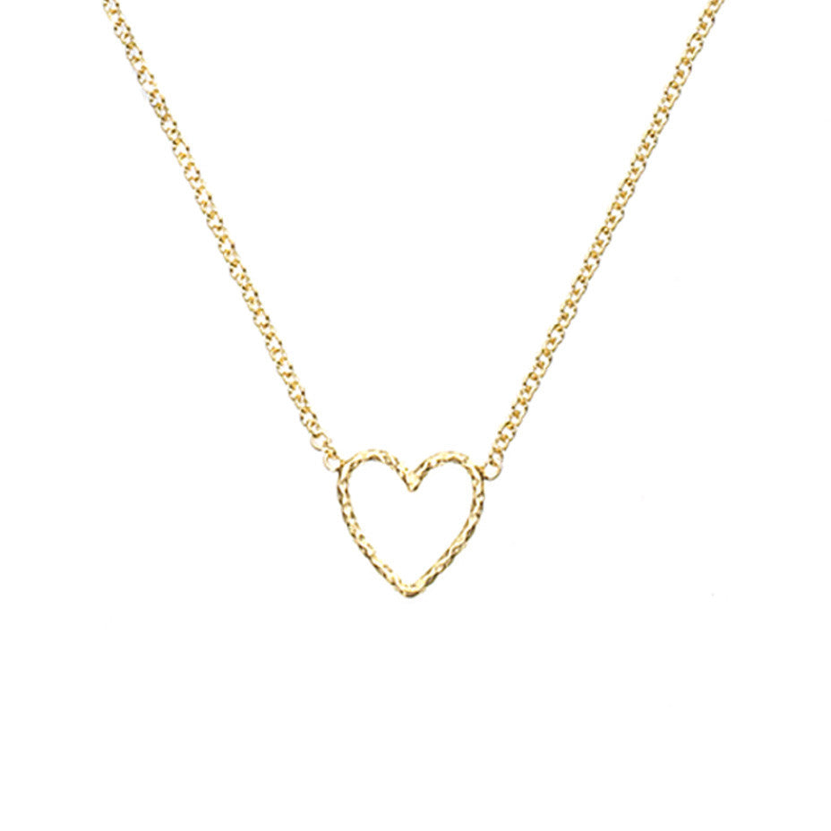 Love Me Tender Heart necklace in gold, featuring an adorable open heart.
